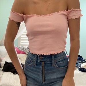 Pink off the shoulder crop top